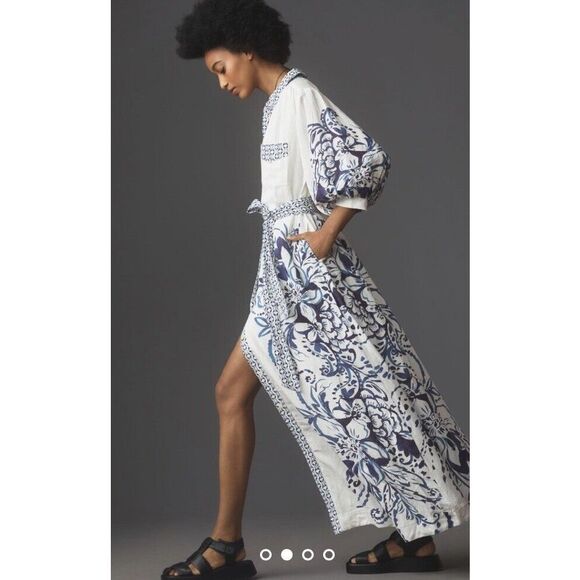 Anthropologie Blue and White Midi Dress - Picture 3 of 9